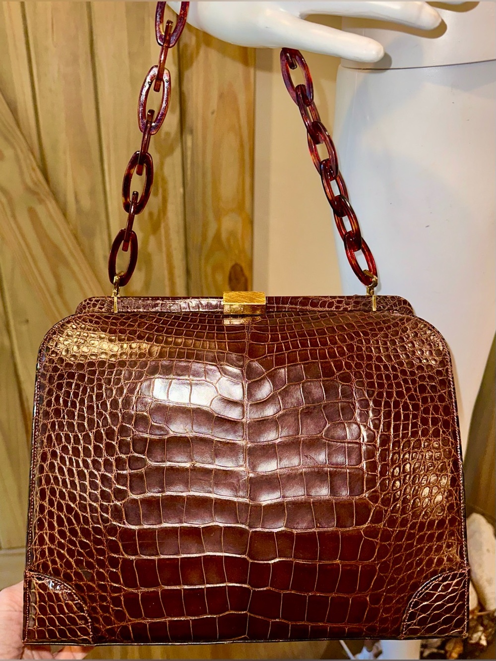Large Stunning vintage Lucille de Paris genuine Crocodile 🐊 alligator bag